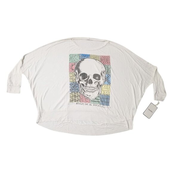 Lauren Moshi Dolman Sleeve Skull Oversize Shirt XS/S - Picture 1 of 6